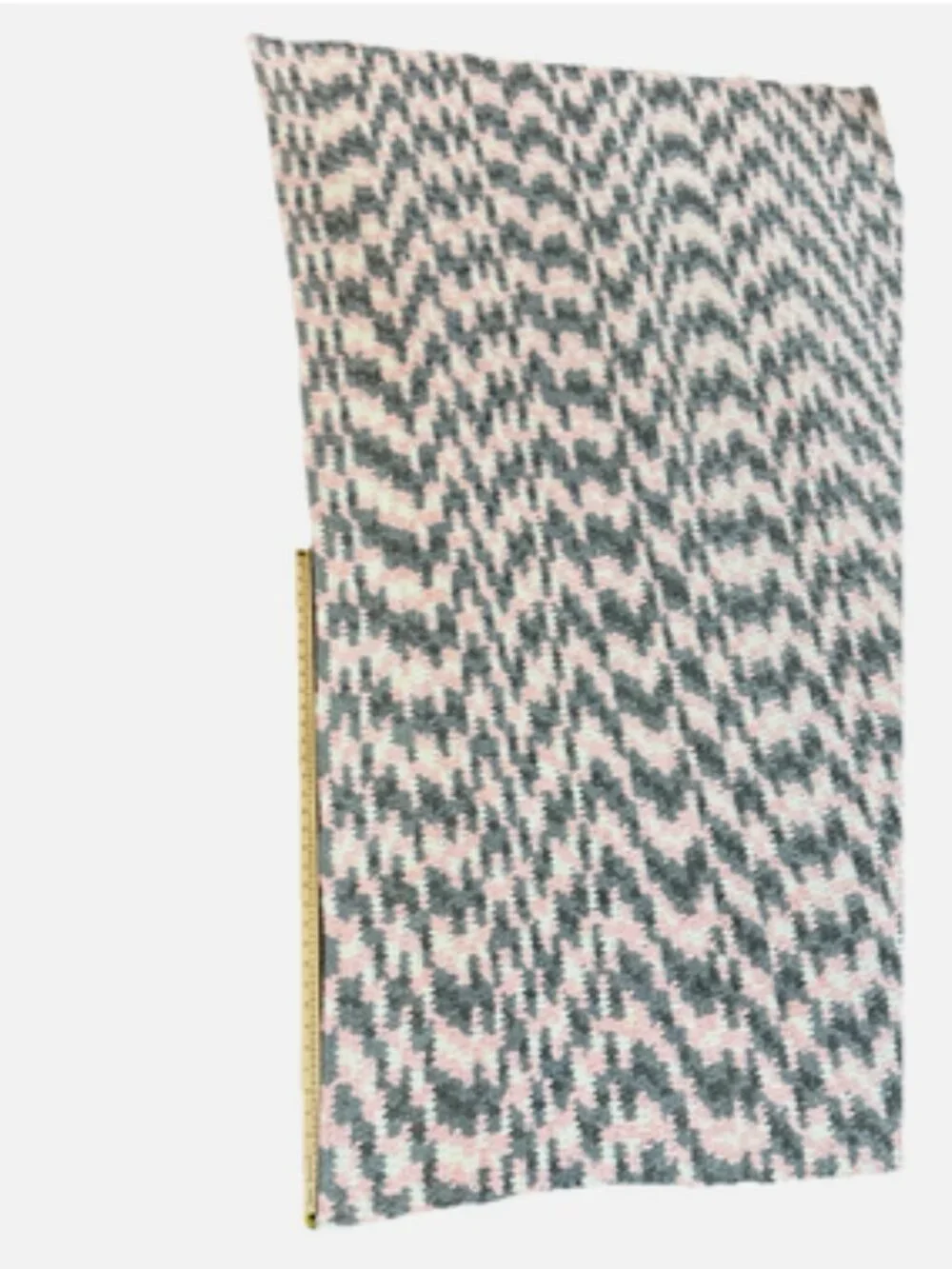 Handmade Crochet Bernat Baby Blanket Soft Heavy Plush Chenille Pink Grey White